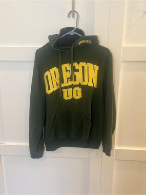 J. America Green and Yellow Oregon UO Zip-Up Sweater